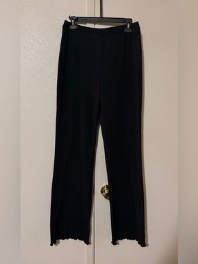 Abound Black Straight-Leg Knit Ribbed Pants Size Medium